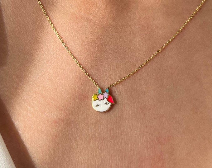 Unicorn Necklace • 14K Gold Plated • Horse Necklace • Colorful Necklace • Rainbow Necklace • Unicorn Pendant • Gift for Her