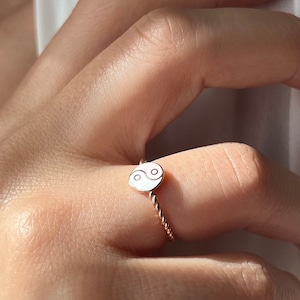 Yin Yang Ring • 14K Gold Plated • Minimalist Ring • 925 Silver • Pink Rings • Peaceful Jewelry • Stylish Ring • Gift for Her • Balance Ring