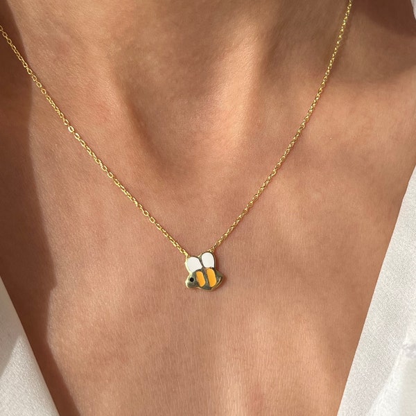 Bee Necklace • 14K Gold Plated • Honey Bee Pendant • 925 Silver • Queen Bee Jewelry • Gift for Her • Minimalist Gift • Cute Jewelry