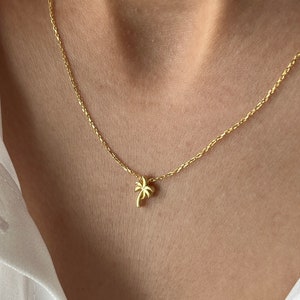 Palm Tree Necklace 14K Gold Summer Necklace Dubai Necklace High Quality Dainty Necklace Summer Pendant Bridesmaid Gift image 1