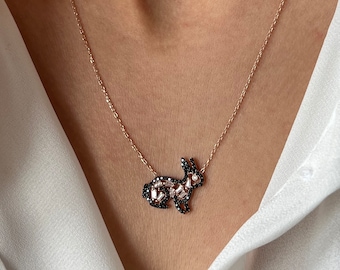 Rabbit Necklace • 14K Gold Plated • Bunny Necklace • Rabbit Pendant • Cute Jewelry • Black Bunny • Bunny Pendant • Minimalist Jewelry