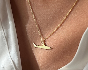 Shark Necklace • 925 Silver • Fish Pendant • 14K Gold Plated • Ocean Jewelry • Minimalist Necklace • Gift for Fisher • Cute Necklaces