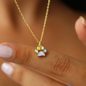 Paw Necklace • 14K Gold Plated • Dog Pendant • Cat Necklace • Cute Tiny Paw Jewelry • Paw Pendant • Christmas Gift • Custom Necklace