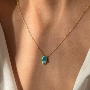 Hand Necklace • 14K Gold Plated • Fatima Pendant • 925 Silver • Luck  Jewelry • Gift for Her • Minimalist Gift • Protection Jewelry