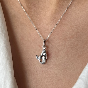 Mermaid Necklace • 925 Silver • 14K Gold Plated • Siren Pendant • Gift for Her • Minimalist Jewelry • Seawoman Jewelry • Christmas Gift