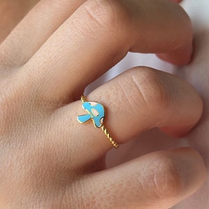 Mushroom Ring • 925 Silver • Colorful Rings • 14K Gold Plated • Blue Ring • Kids Jewelry • Stylish Ring • Gift for Her • Christmas Gift