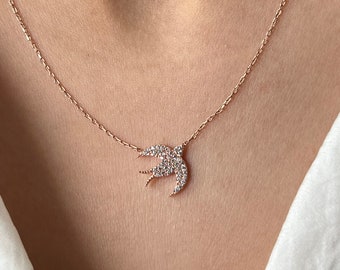 Bird Necklace • 14K Gold Plated • Seagul Necklace • 925 Silver • Bird Pendant • Cute Jewelry • Freedom Necklace • Christmas Gift