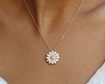 Daisy Necklace • 14K Gold Plated • Daisy Pendant • Spring