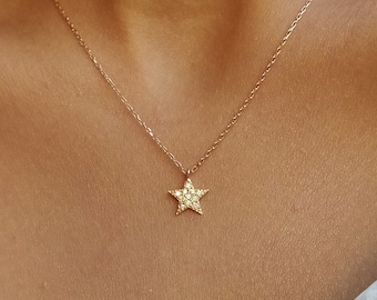 Star Necklace • 925 Silver • Celestial Pendant • 14K Gold Plated • Tiny Star Jewelry • Sparkling Jewelry •  Necklace Minimalist