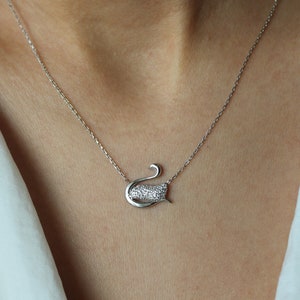 Swan Necklace • 14K Gold Plated • Loyal Pendant • 925 Silver • Animal Jewelry • Minimalist Gift • Jewelry for Mom • Fancy Swan Necklace