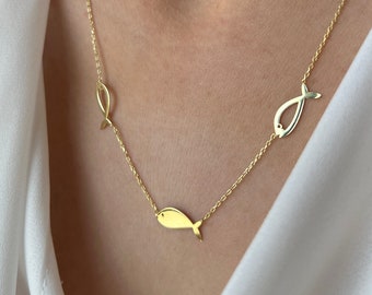 Fish Necklace • 14K Gold Plated • Ocean Necklace • Sea Necklace • Gift for Daughter • Fish Pendant • Animal Necklace • Gift for Her