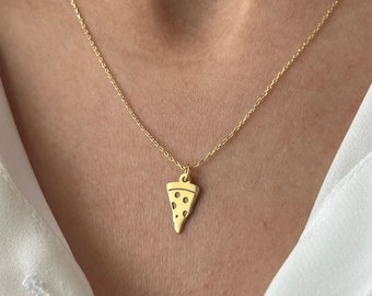 Pizza Necklace • 14K Gold Plated • Minimalist Pendant • Cheese Jewelry • Italian Necklace • Simple Gift • Cute Necklaces • Gift for Daughter