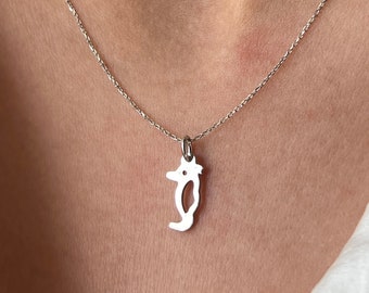 Sterlingzilveren zeepaardje ketting 14K vergulde oceaanhanger