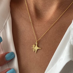 Sparkle Necklace • 925 Silver • Star Pendant • 14K Gold Plated • Shining Jewelry • Sparkling Jewelry •  Minimalist Necklace • Gift for Mom