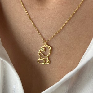 Panda Necklace • 14K Gold • Panda Pendant • Panda with High Quality Zircon Necklace • Gift For Her • Panda Jewelry • Easter Gift
