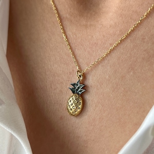 Pineapple Necklace • 14K Gold Plated • Fruit Pendant • Pineapple Jewelry • Minimalist Necklace • Cute Necklaces • Gift for Daughter