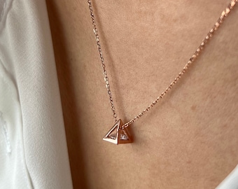 Pyramid Necklace • 14K Gold Plated • Egyptian Pendant • 925 Silver • Geometrical Jewelry • Pyramid Pendant • Triangel Necklace • Easter Gift