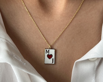 Ace Necklace • Custom Jewelry • 14K Gold Plated • Playing Cards Pendant • Heart of Ace Necklace • Minimalist • Gift for Her • Gift for Him