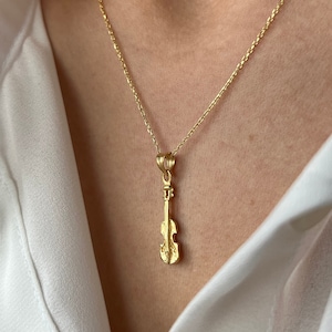 Violin Necklace • 14K Gold Plated • Violin Pendant • Musician Necklace • Music Necklace • Violin Jewelry • Gift for Her • Minimalist Jewelry