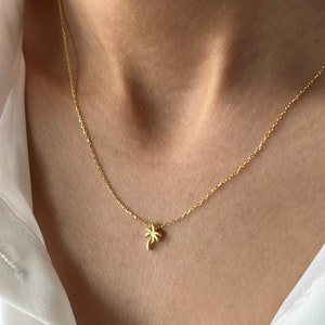 Palm Tree Necklace 14K Gold Summer Necklace Dubai Necklace High Quality Dainty Necklace Summer Pendant Bridesmaid Gift image 8