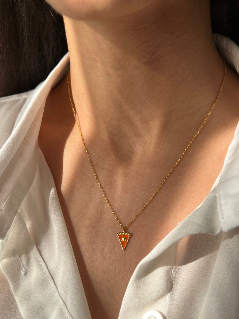 Pumpkin Pie Necklace 14K Gold Plated Thanksgiving Pendant 925 Silver Cute Jewelry Gift for Her Sweet Jewelry Gift for Daughter image 6