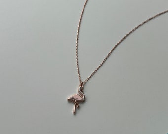 Laimons Collier Fille Argent 925 – Pendentif Flamant Rose Amour Brillant – Chaîne 45 Cm – Bijou Enfant & Ado