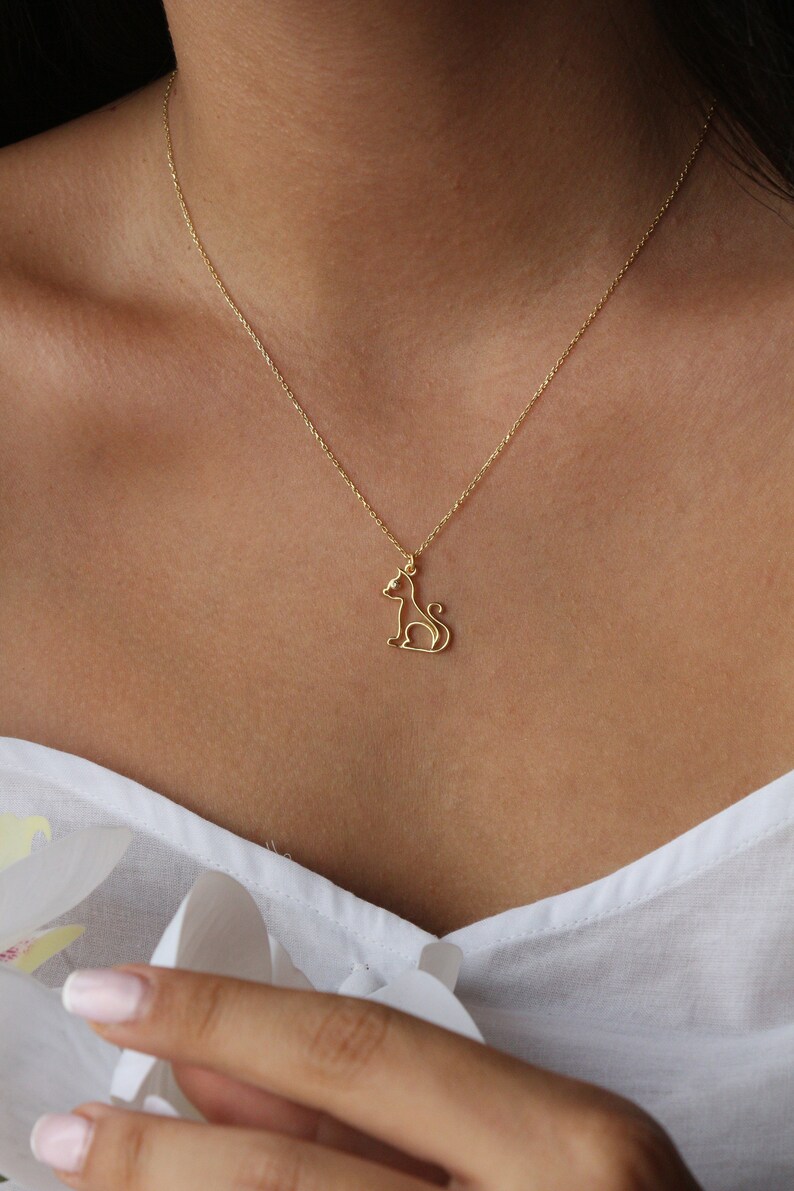 Cat Necklace 925 Silver Paw Necklace 14K Gold Plated Cat Pendant Animal Jewelry Minimalist Gift Jewelry for Animal Lovers image 7