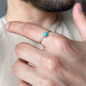 Turquoise Ring 14K Gold Plated Unisex Ring 925 Silver Daily Rings Fashion Jewelry Stylish Ring Gift for Him Christmas Gift image 4