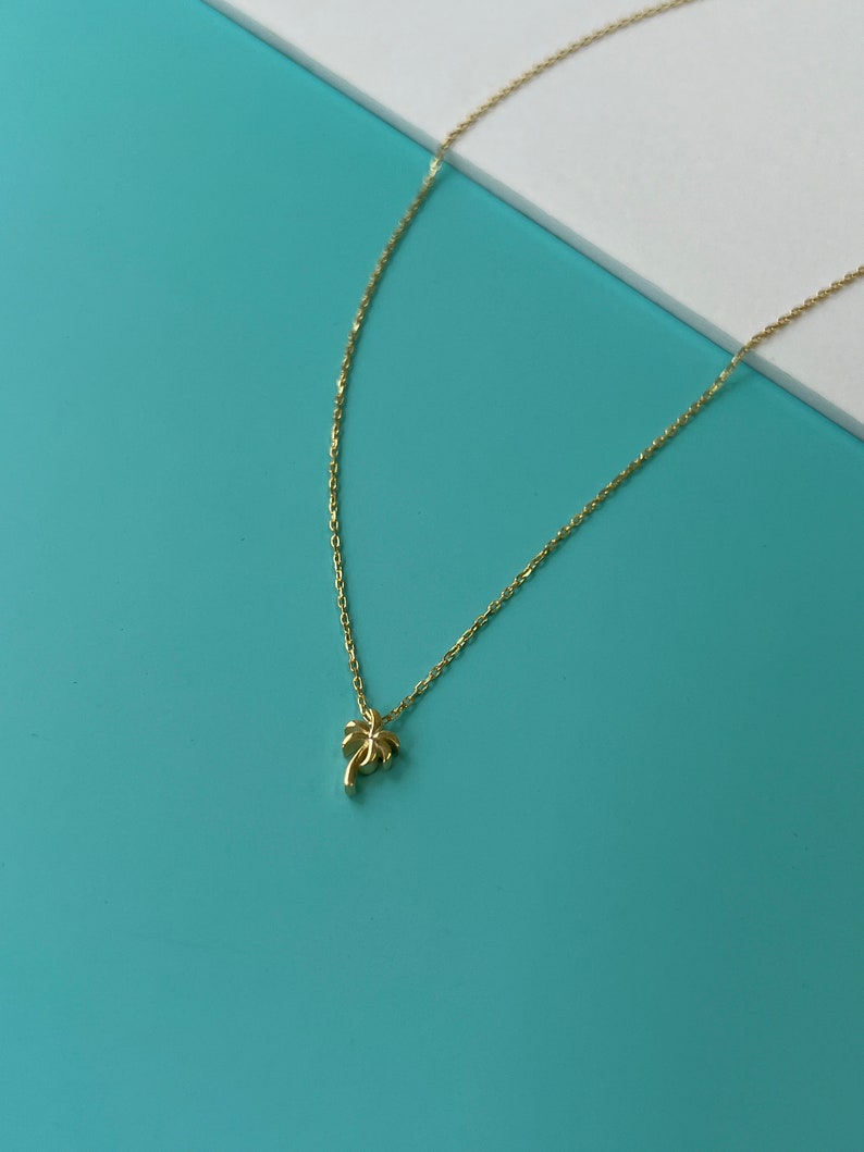 Palm Tree Necklace 14K Gold Summer Necklace Dubai Necklace High Quality Dainty Necklace Summer Pendant Bridesmaid Gift image 7