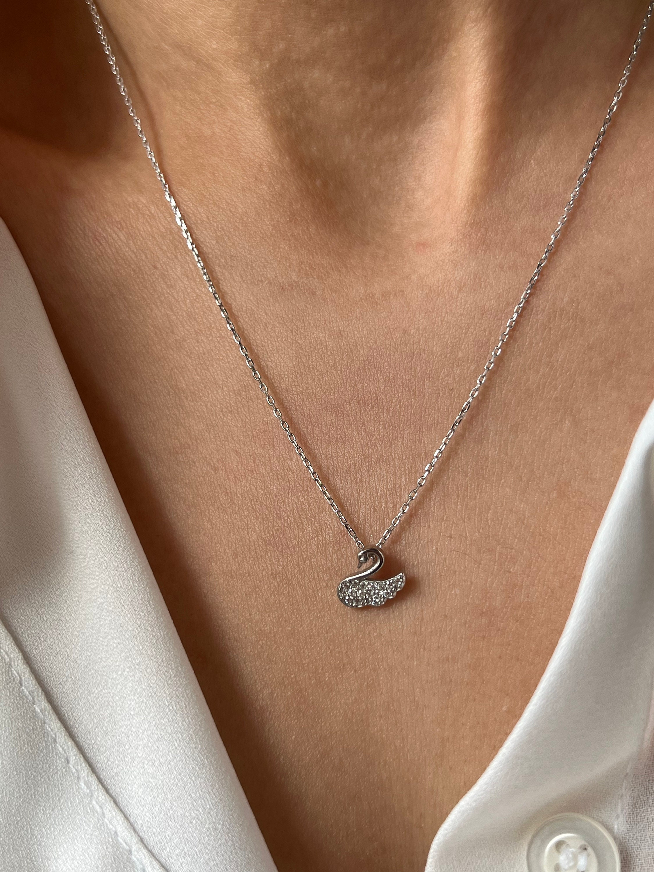 Swarovski silver swan necklace - Etsy 日本