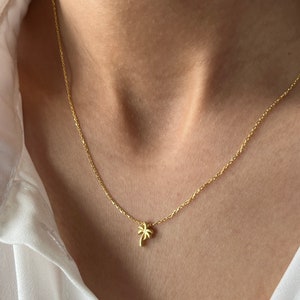 Palm Tree Necklace 14K Gold Summer Necklace Dubai Necklace High Quality Dainty Necklace Summer Pendant Bridesmaid Gift image 5