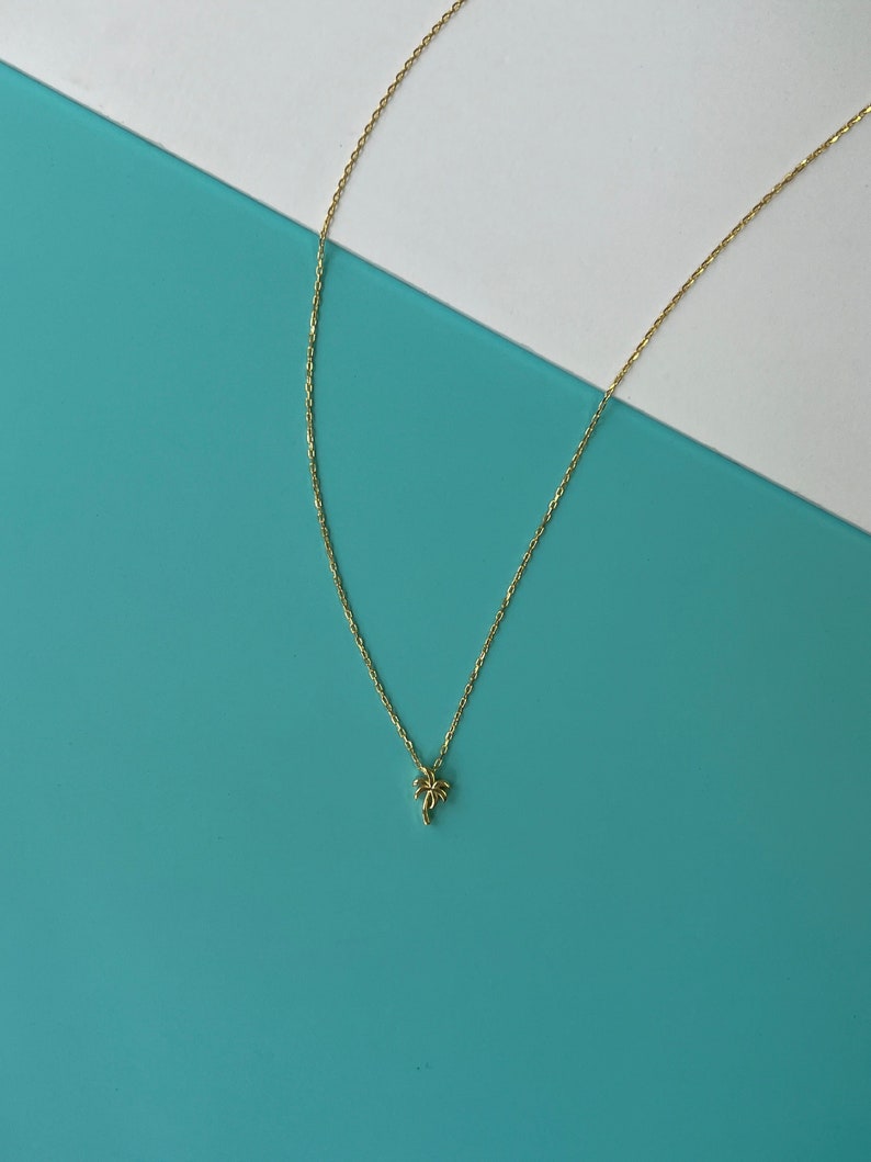 Palm Tree Necklace 14K Gold Summer Necklace Dubai Necklace High Quality Dainty Necklace Summer Pendant Bridesmaid Gift image 2