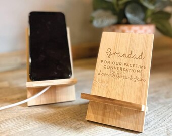 Personalised Facetime Bamboo Phone Holder