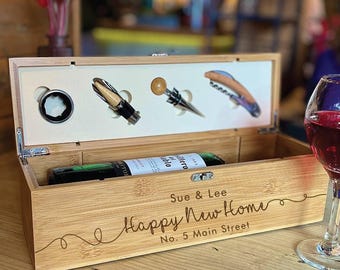 New Home Four Piece Wine Bottle Gift Set