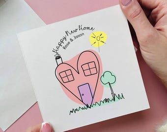 Tarjeta personalizada de nuevo hogar con forma de corazón