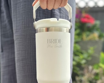 Personalised Bride Large Travel Tumbler With Handle
