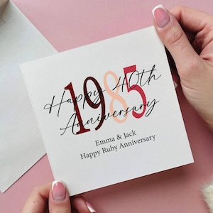Personalisierte Rubinhochzeitskarte zum 40