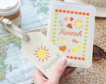 Personalised Summer Drawings Passport Cover And Luggage Tag