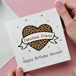Personalisierte Leopard Heart Fabful Friend Card Karte