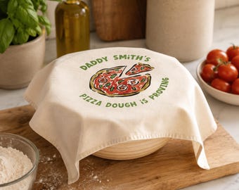Personalised Pizza Dough Proving Tea Towel