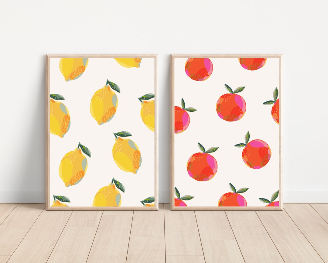 add a touch of nature to your kitchen with citrus... Citrus Fruit Modern Kitchen Art Print, Lemon and Orange Kitchen Wall ...