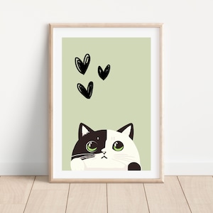 Nursery cat wall art print, Kid bedroom cat decor, Cute cat nursery decor, Nursery kitten print, Cat picture for kids room, Kitten wall art