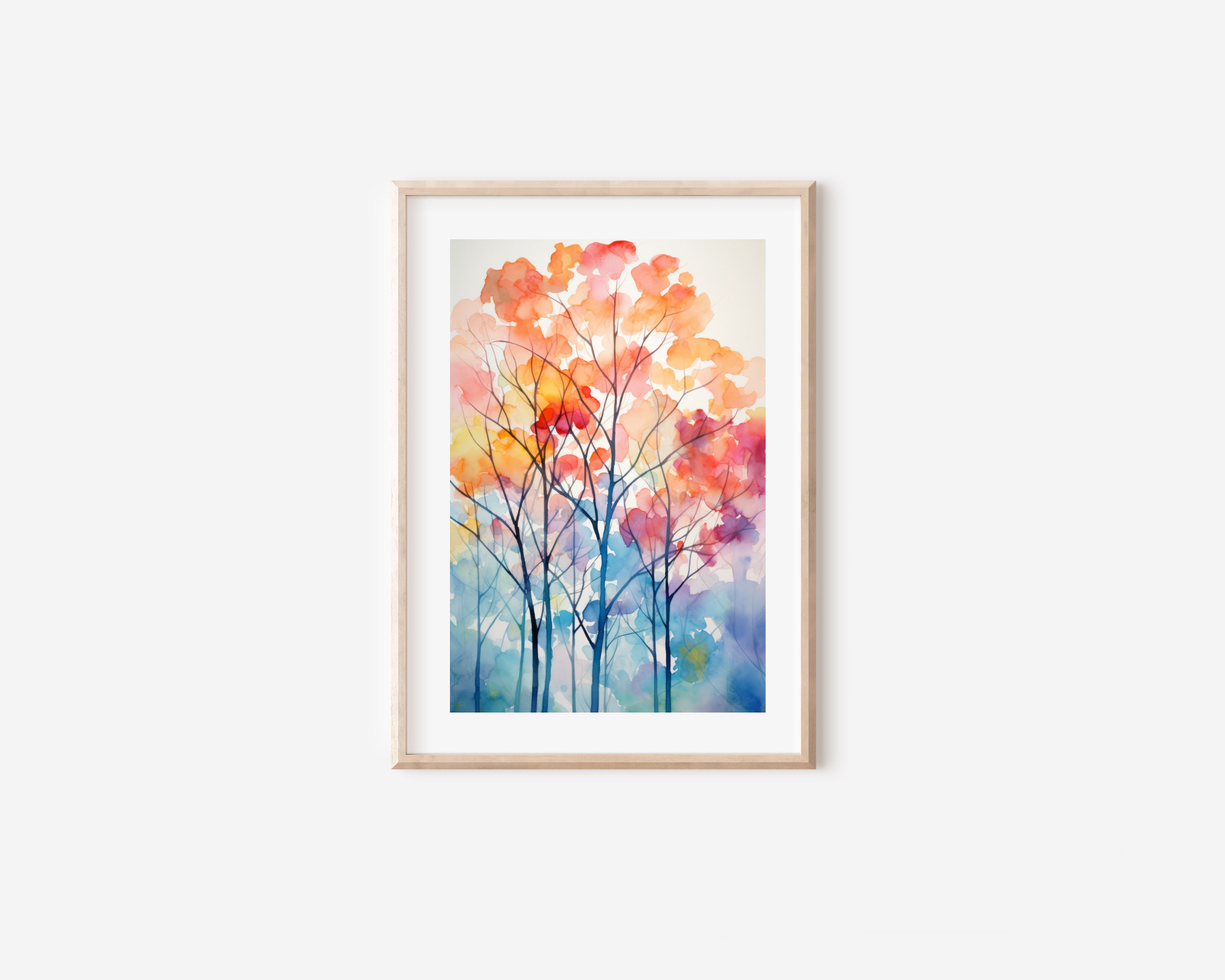 Watercolor Forest Landscape Print, Abstract Forest Printable, Abstract ...