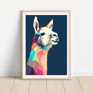 Llama print Animal printable wall art Alpaca print Minimalist animal wall decor Colourful animal print  Llama printable Alpaca artwork