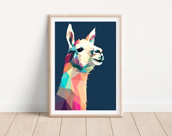 Llama print Animal printable wall art Alpaca print Minimalist animal wall decor Colourful animal print  Llama printable Alpaca artwork