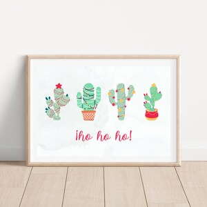Boho Weihnachtskaktus Kunstdruck für Kaktus-Liebhaber Geschenk, druckbares Weihnachtskaktus Poster für Urlaubsdekor, Weihnachtssukkulenten-Wanddekor