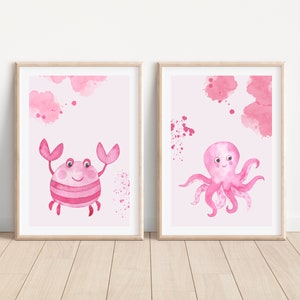 Ocean nursery wall art Under the sea nursery print Watercolor ocean animal nursery decor Sea animal art Ocean nursery art Ocean printable