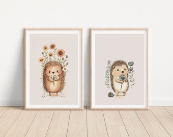 Cute hedgehog print nursery Hedgehog wall art for nursery Animal nursery printable Minimalist animal art Hedgehog decor for kid room