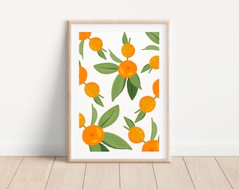 Watercolor orange citrus fruit art print, Orange fruit kitchen wall decor, Orange fruit printable wall art, Citrus orange botanical print