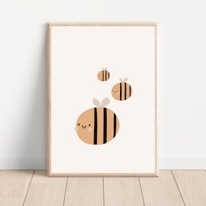 Boho nursery bee wall art print, Cute honey bee nursery wall decor, Baby bee printable art, Nursery bumble bee poster, Honeycomb bee print